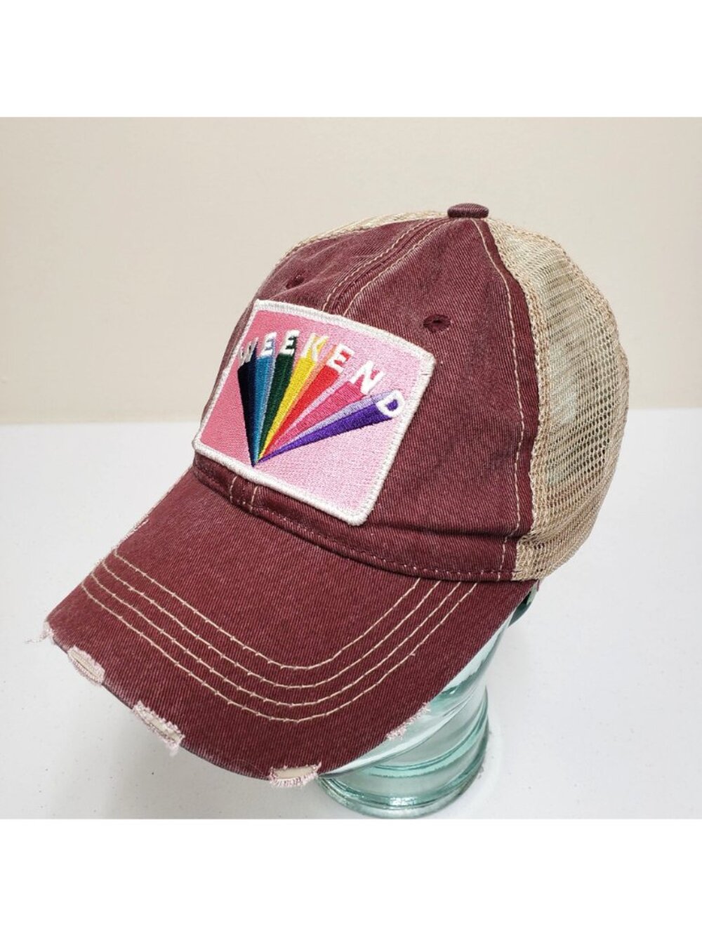 Katydid Weekend Womens Mesh Back Distressed Adjustable Hat Cap - Picture 8 of 8